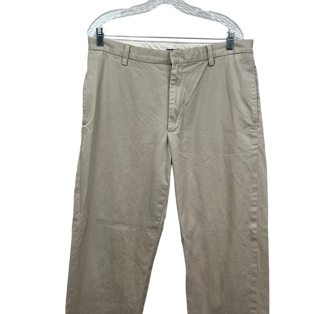 Banana Republic Chino Pants Gavin Straight Stretch Flat Front Khaki Men Sz W36*